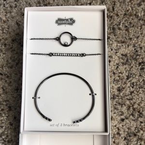 Mud pie. Pave Bracelet set gunmetal. Set of three.